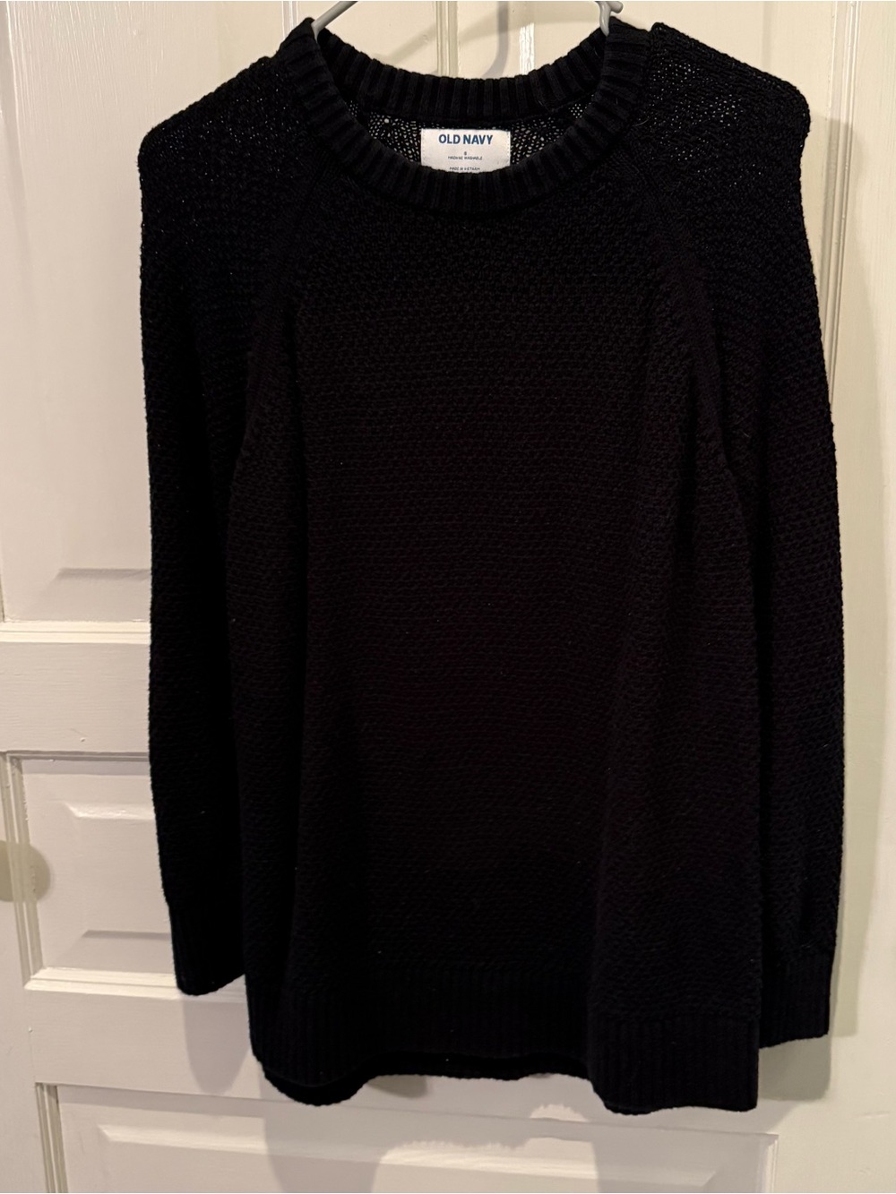 Old Navy Black Crewneck Textured Knit Sweater
